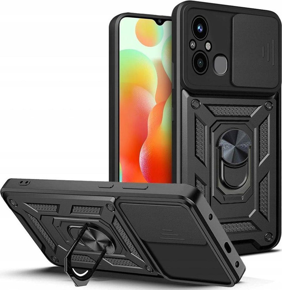 Mbulesë telefoni Tech-Protect Camshield Pro për Xiaomi Redmi 12C, unazë 360°, e zezë