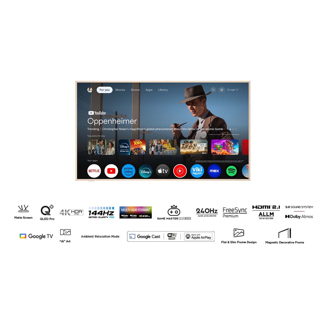 Televizor TCL 55A300W NXTFrame, 55", QLED Pro 4K UHD, i artë