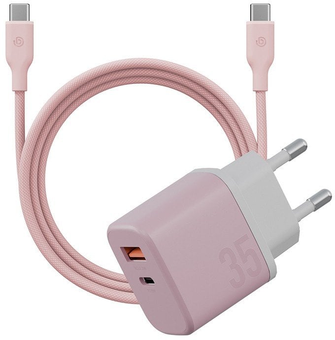 Karikues muri Vega Bazic GoPort Velox Kit, GaN 35W, USB C USB A me kabllo, rozë