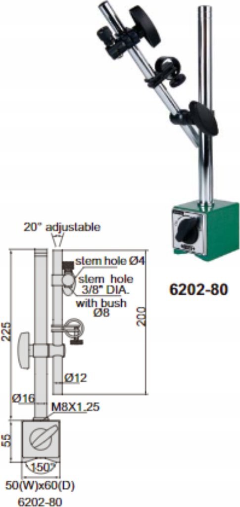 Stativ magnetik 6202-80, bazë magnetike, dizajn kompakt, i zi