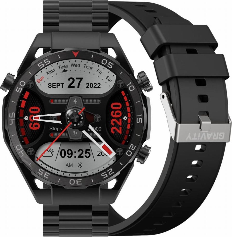 Smartwatch Gravity GT13, ekran inteligjent, monitorim aktiviteti, i zi
