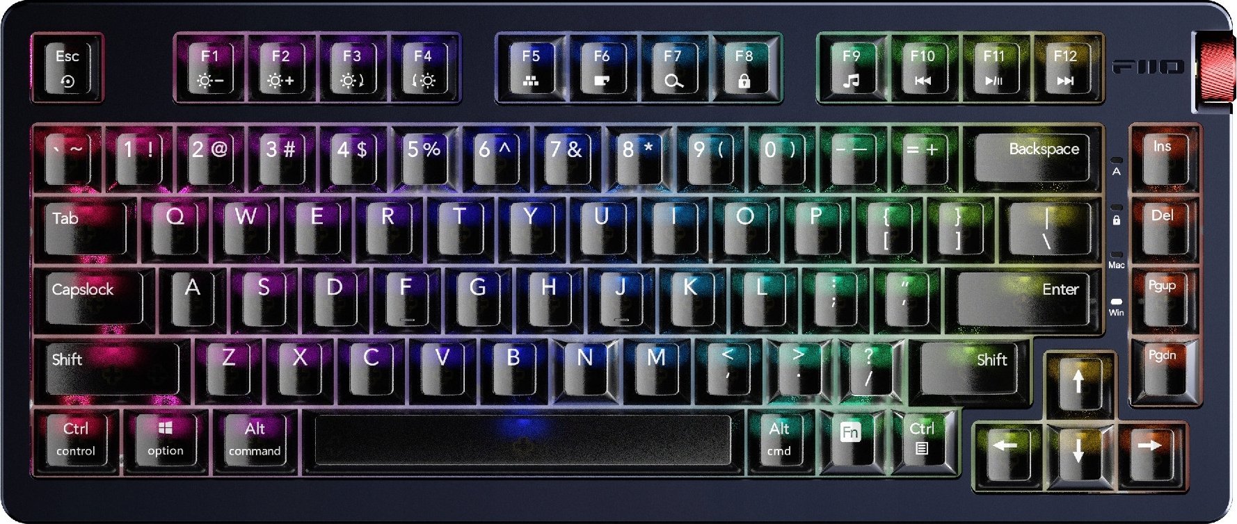 Tastierë mekanike FiiO KB3, HiFi me AMP DAC, RGB, gri