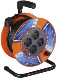 Kabllo zgjatuese Emos Drum me tokëzim, 4 priza, 15 m, e zezë