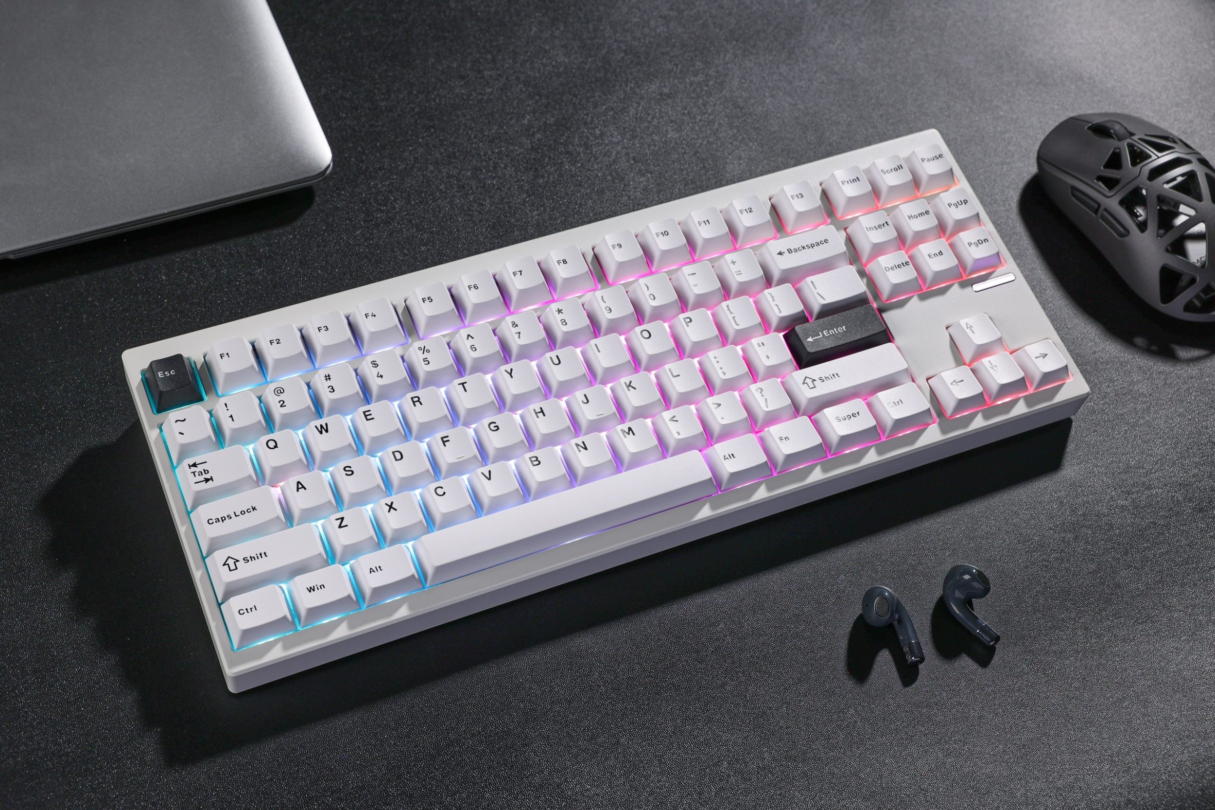 Tastierë gaming MCHOSE GX87 Ultra, mekanike wireless, TKL, e bardhë