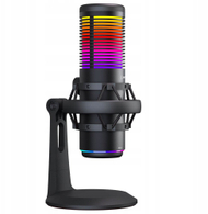 Mikrofon tavoline Rampage Bemol RGB, kapacitiv, 3.5mm dhe USB C, i zi