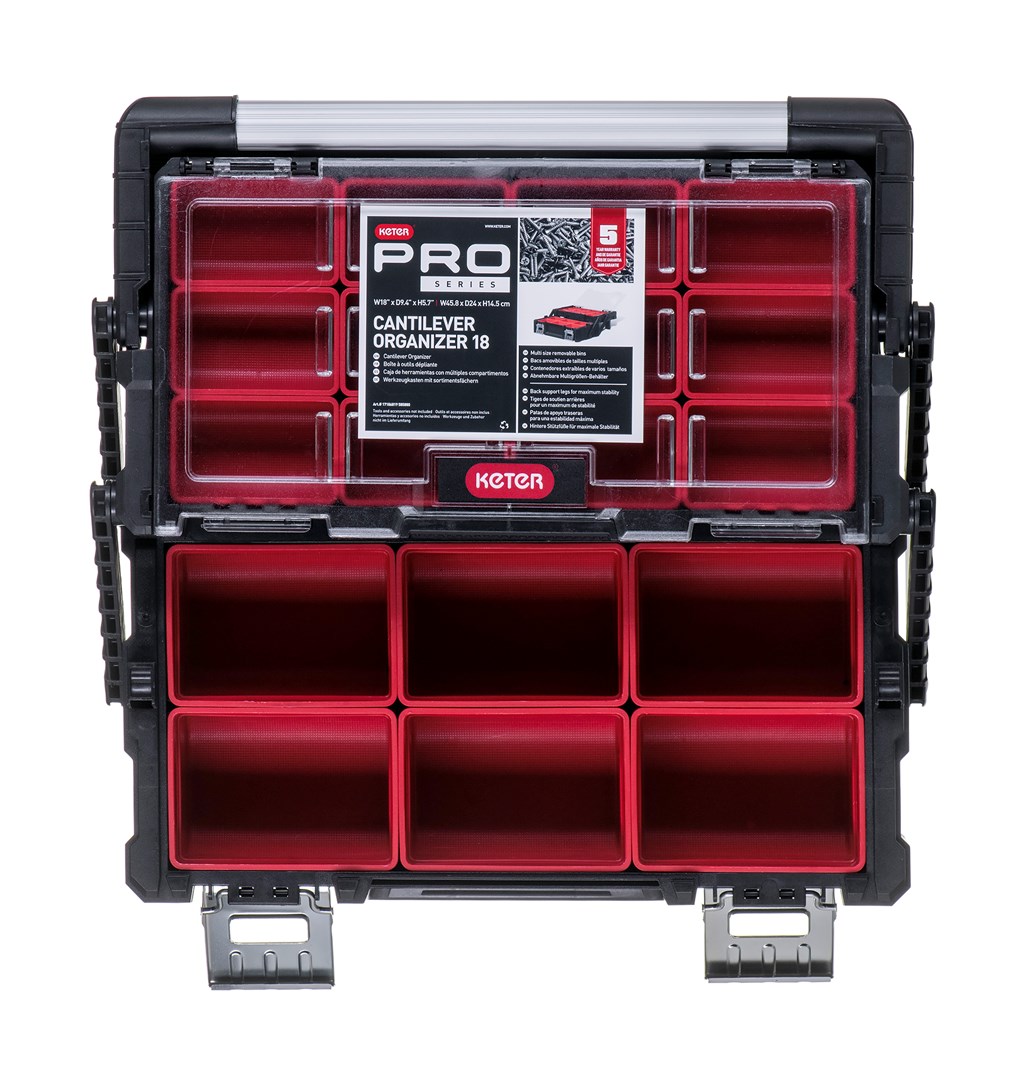 Kuti veglash Keter Tool Box 237006, 18 ndarje, kapak transparent, gri