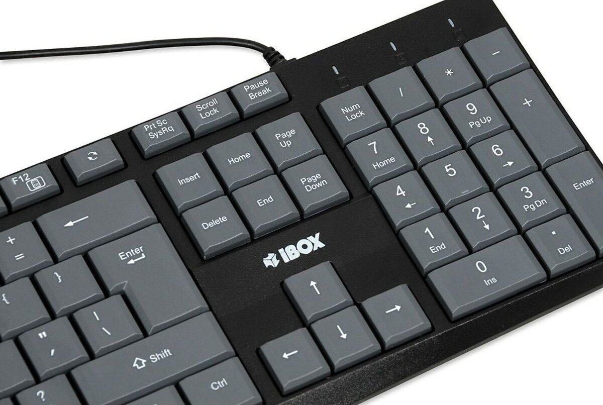 Tastierë IBOX Eris, me kabllo USB, QWERTY, gri e zezë