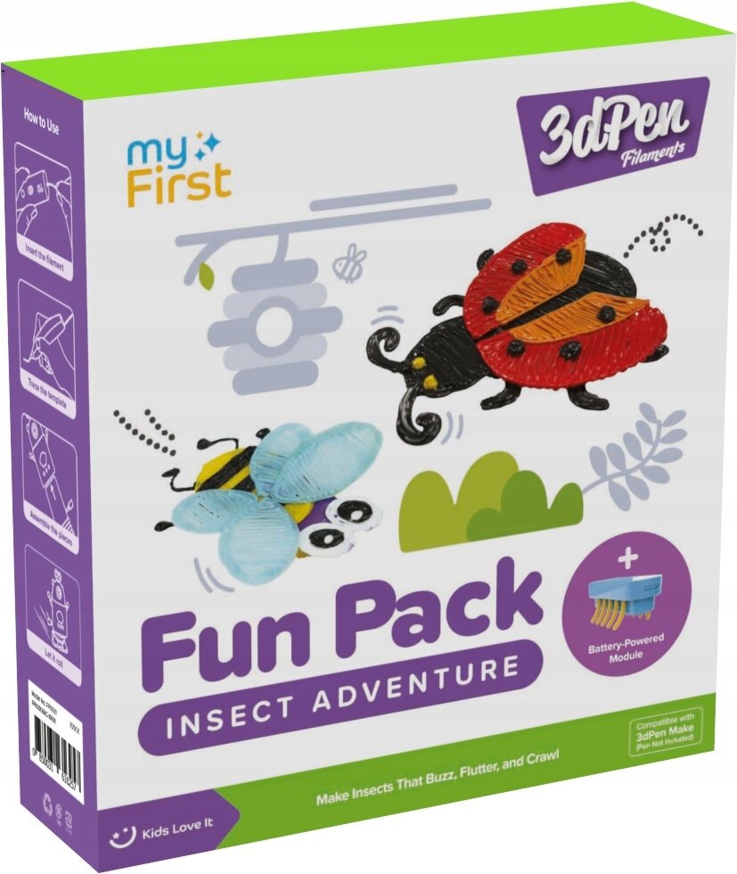 Set kreativ myFirst 3dPen Make Robot World, shabllone 3D, filament PCL me temperaturë të ulët, shumëngjyrësh