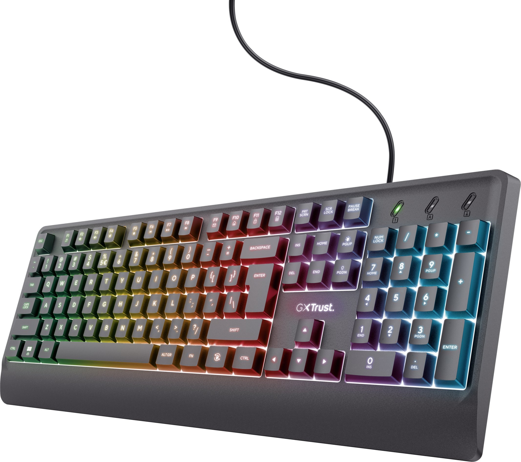 Set gaming Trust GXT 792 Quadrox, maus optik USB, tastierë RGB, kufje USB, i zi