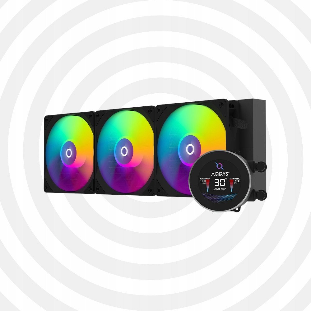 Ftohës procesori AQYRIS HYDRA 360 AIO, radiator 360mm, 3 ventilatorë ARGB, i zi