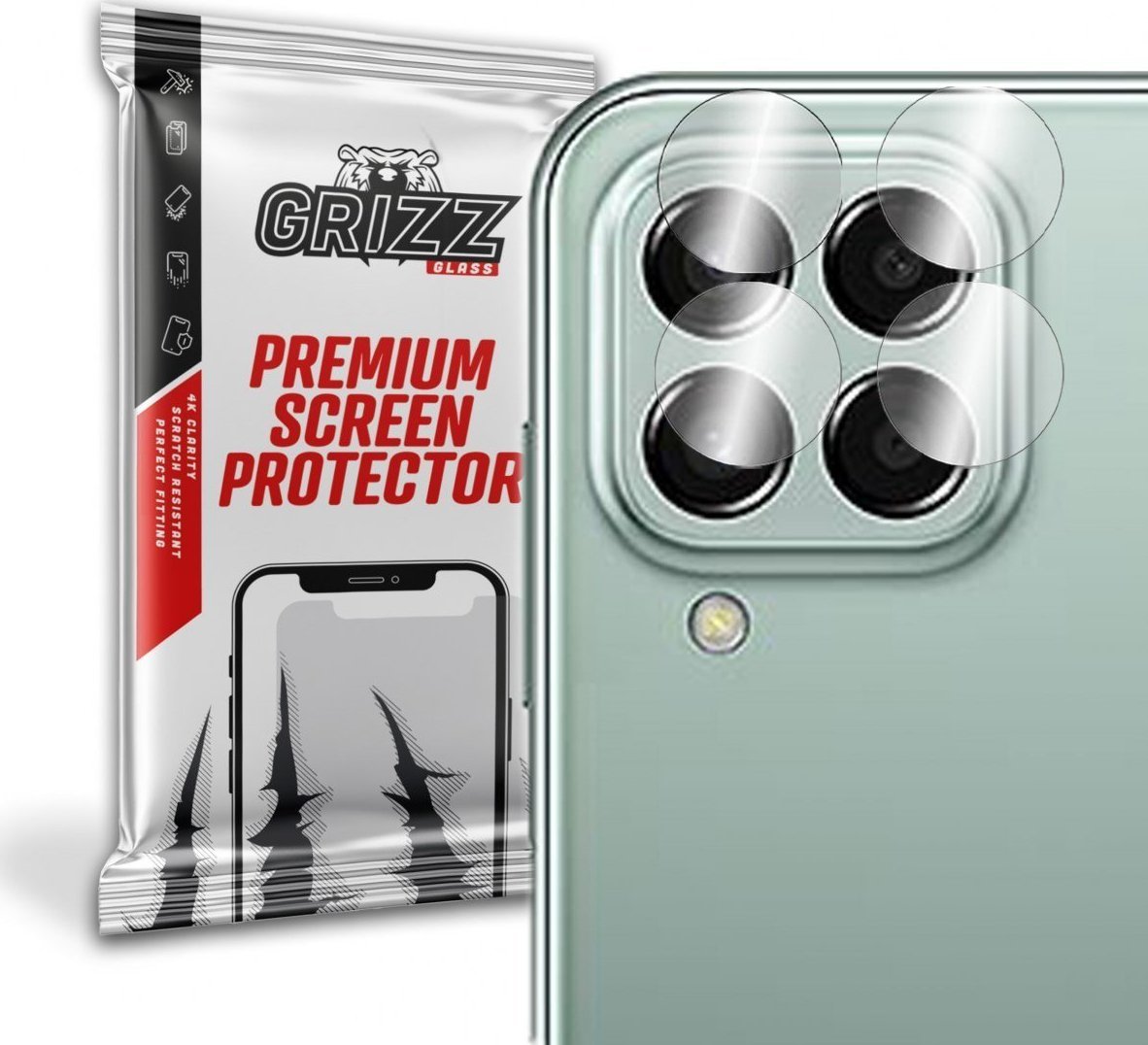 Mbrojtës kamere GrizzGlass për Samsung Galaxy M33, xham hibrid, 2 copë