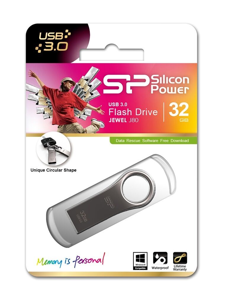 USB Silicon Power Jewel J80, 32GB, 3.2, e zezë