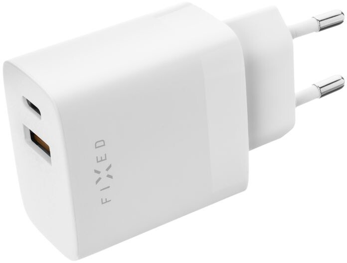 Karikues FIXED,USB-A, USB-C, PD & QC, 20W, i bardhë