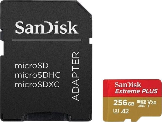 Kartë memorie SanDisk Extreme PLUS, 256GB, MicroSDXC, Class 10