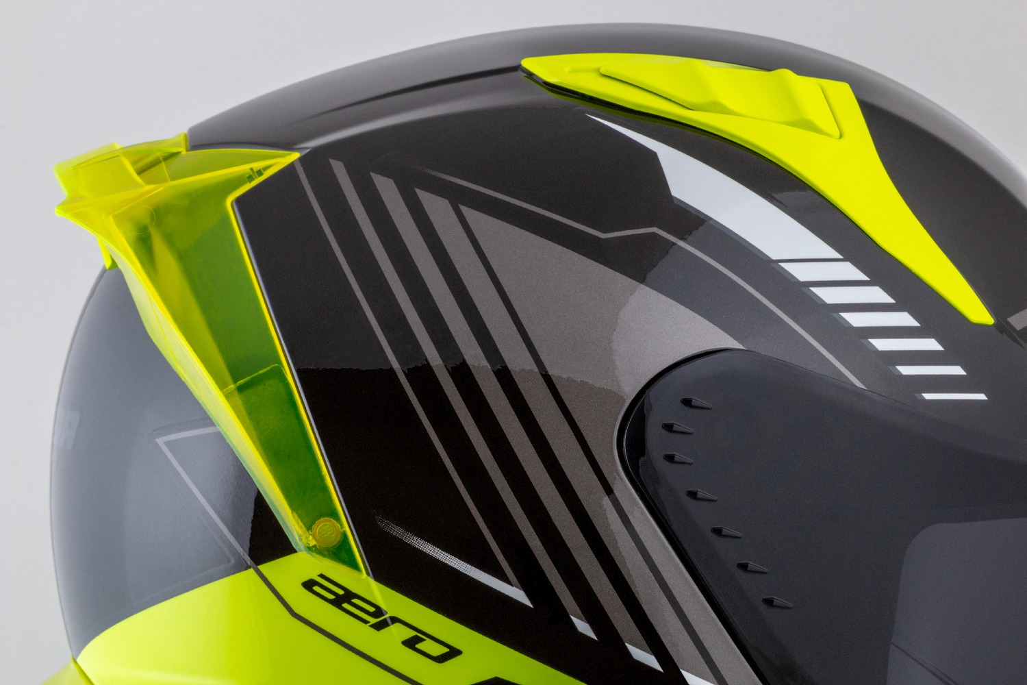 Helmetë moto CASSIDA Aero Drome, integrale, ECE 22.06, e zezë e verdhë fluo e bardhë gri
