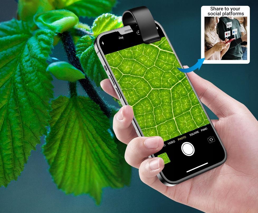 Mikroskop digjital për telefon Apexel APL-MS002, 200x zmadhim, LED, i zi