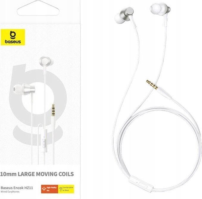 Kufje me kabllo Baseus Encok HZ11, 3.5 mm, me mikrofon, të bardha