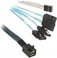 Kabllo SilverStone SST CPS05 SFF 8643 në 4x SATA, 0.5m, i kaltër