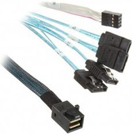 Kabllo SilverStone SST CPS05 SFF 8643 në 4x SATA, 0.5m, i kaltër