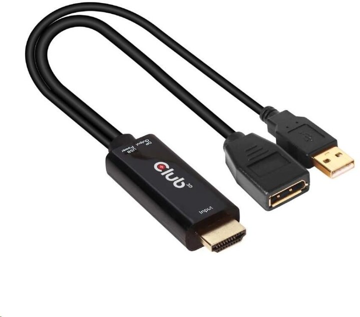 Kabllo Club3D HDMI - DisplayPort 1.2, 25 cm, e zezë