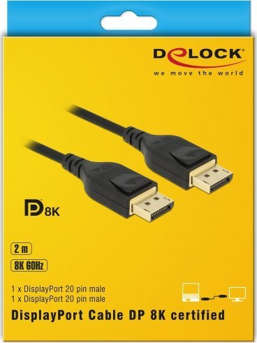 Kabllo Delock DisplayPort 2 m (85660), e zezë
