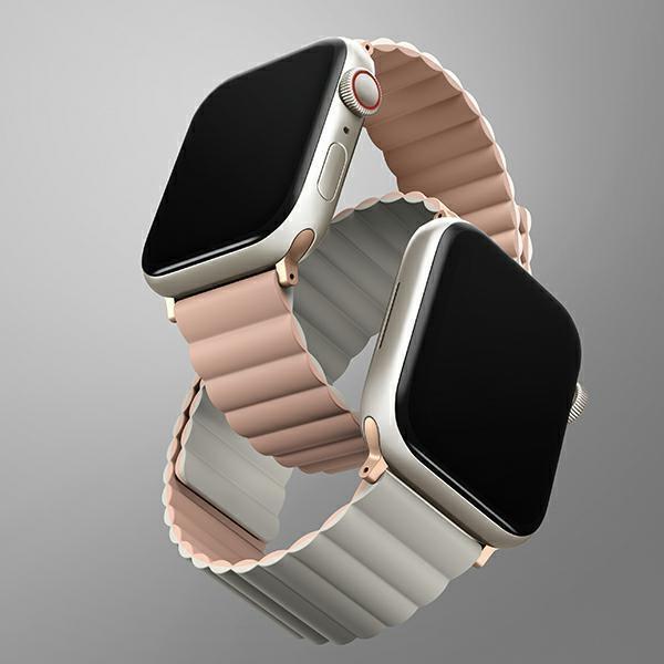 Rrip ore Uniq Revix Reversible Magnetic, për Apple Watch 45 44 42 mm, silikon, blush