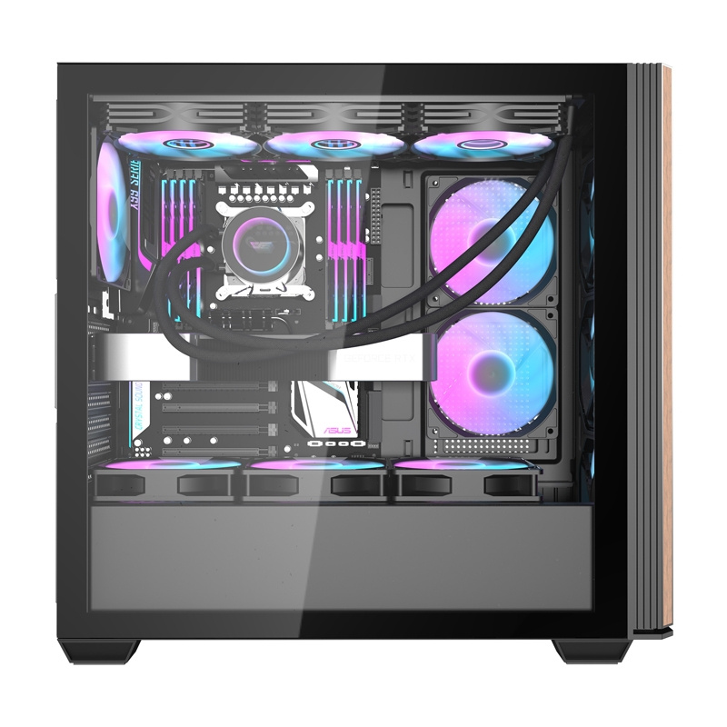 Kuti kompjuteri Darkflash DS900WS, ATX ITX, 4 ventilatorë 120mm, e zezë