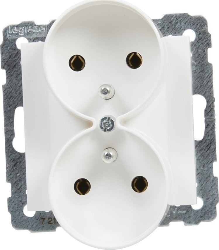 Prizë dyshe Legrand SUNO 721191, 2x2P+E, 16A 250V, e bardhë