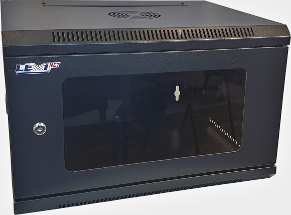 Kabinet muri LEXI Net 19" 12U, 600x450 mm, derë xhami, i zi