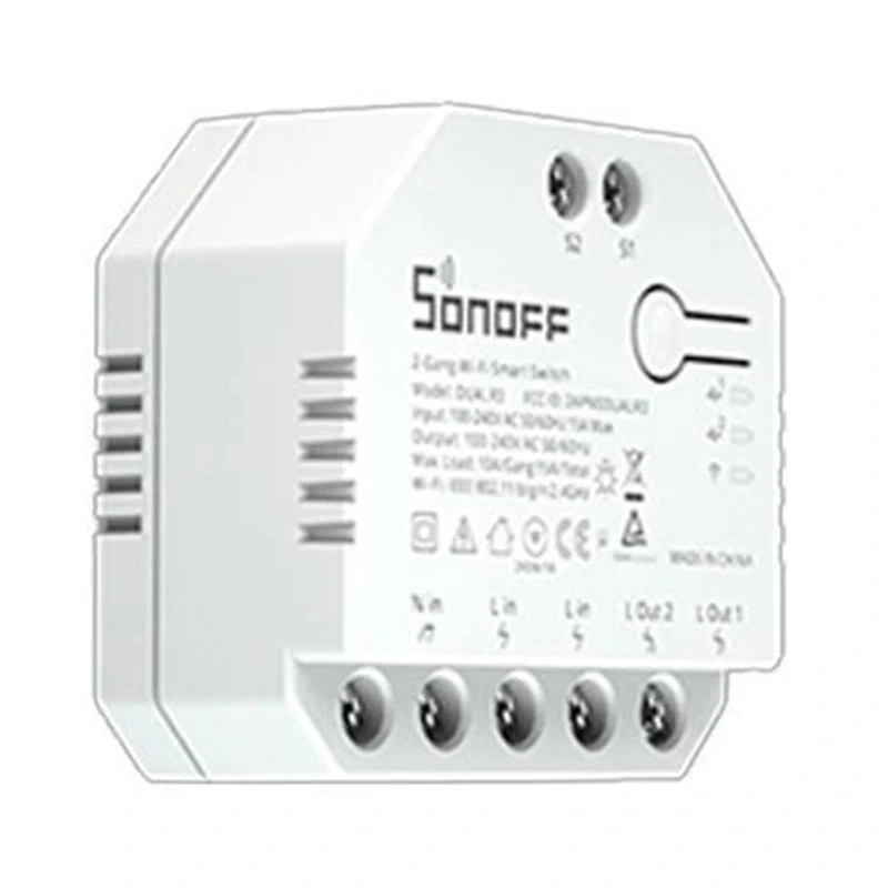 Ndërprerës inteligjent WiFi Sonoff Dual R3, 2 kanale, kontroll përmes aplikacionit, i bardhë