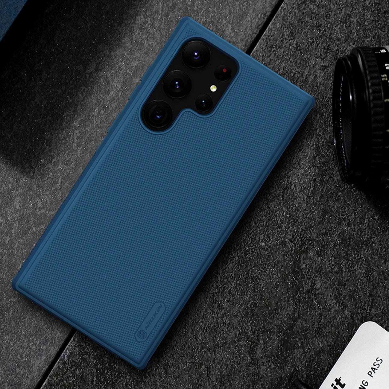 Kullof telefoni Nillkin Frosted Pro për Samsung Galaxy S23 Ultra, TPU dhe PC, anti goditje, blu