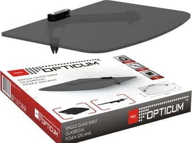 Raft muri Opticum Wall Shelf DVD RTV Single Glass, xham i temperuar 5 mm, deri 10 kg, i zi