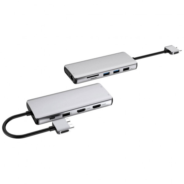USB-C хаб 12 во 1 Mobile, 12 порти, компактен, сив