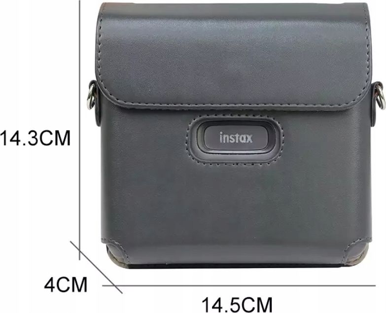 Куќиште LoveInstant за Fujifilm Instax Wide Link, еко кожа, со ремен, црно