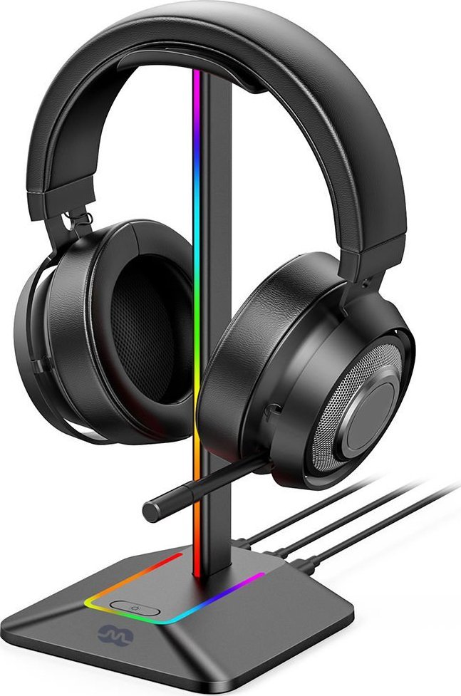 Mbajtëse për kufje Mozos, RGB, plastike, e zezë