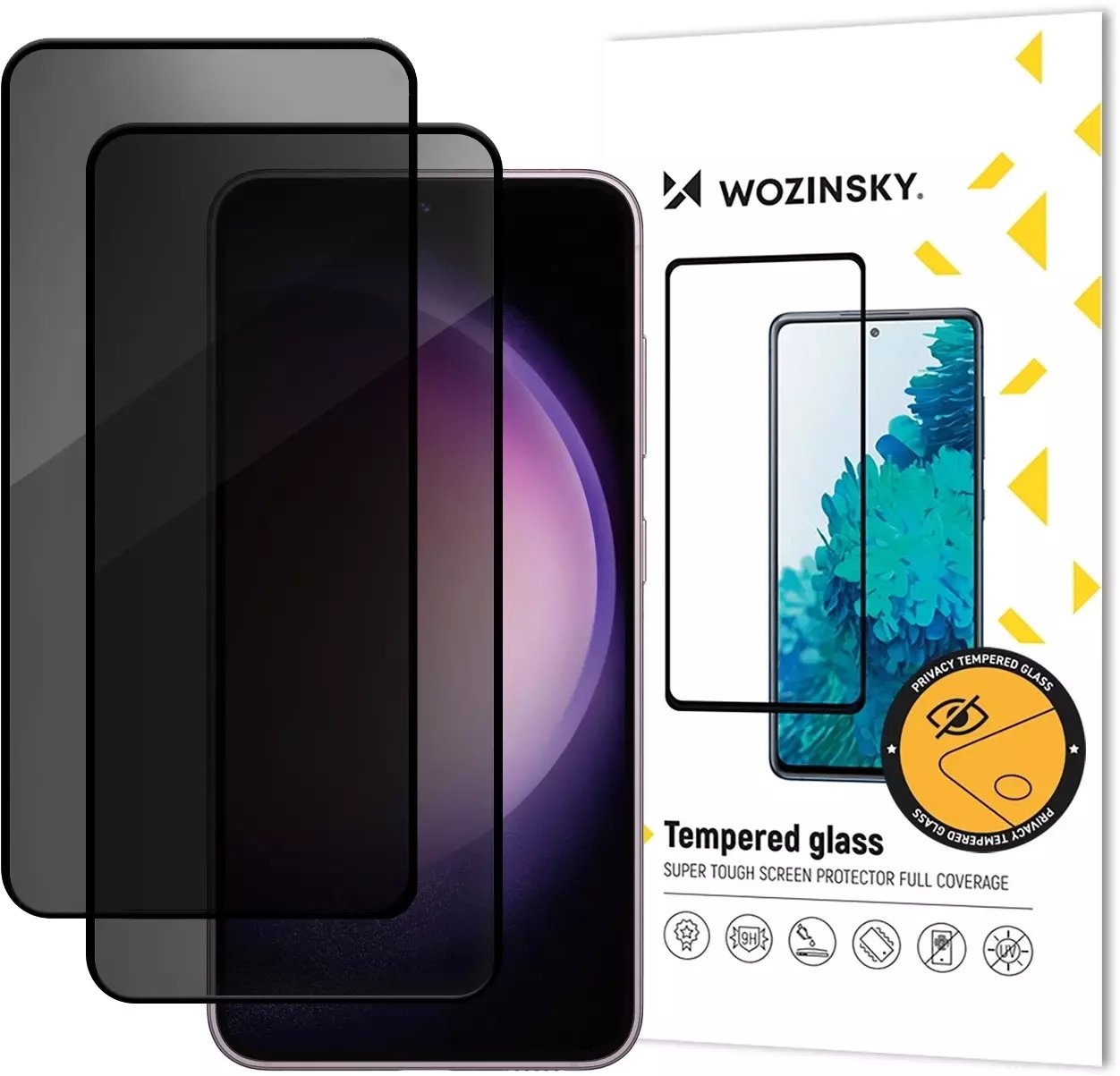 Xham mbrojtës Wozinsky Privacy Glass për Samsung Galaxy S26 Ultra, 2 copë, kompatibil me lexues gjurmë gishti
