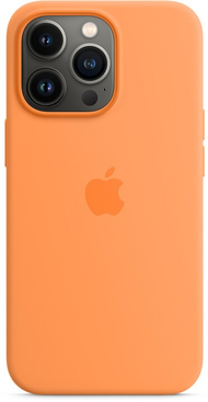 Mbrojtëse silikoni Apple me MagSafe për iPhone 13 Pro, e verdhë Marigold 