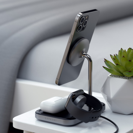 Mbajtëse karikuese Satechi Aluminium 3-in-1 Magnetic Wireless, e zezë