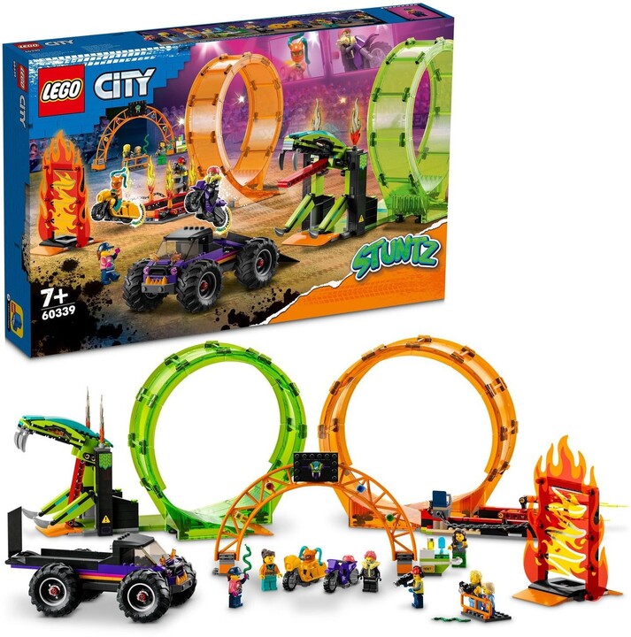 Set lodër LEGO® City 60339 Stunt Double Loop, 598 pjesë