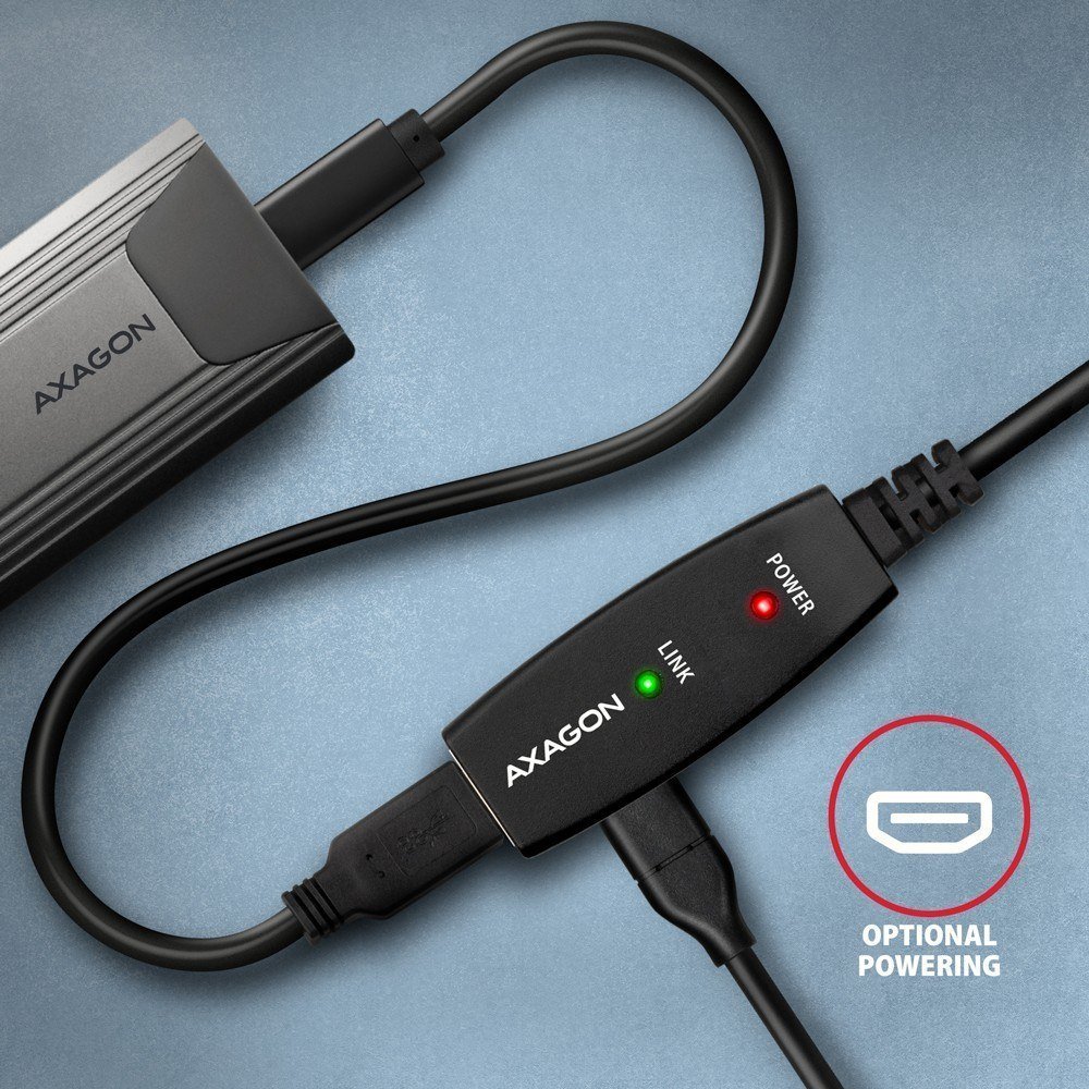 Kabllo USB Axagon ADR-305, USB A në USB A, 5 m, e zezë