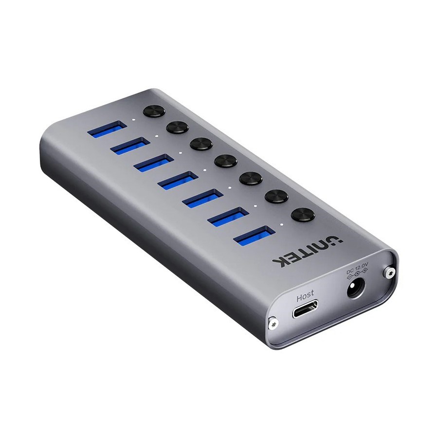 Hub USB Unitek H1314A01, 7 porta USB A, 5Gbps, gri