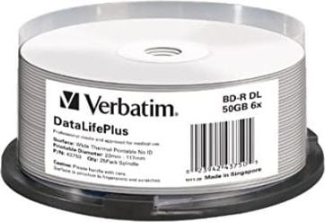 Disk Blu-ray Verbatim Optical Matrix BD-R DL, 50GB, 25x, paketim 25 copë