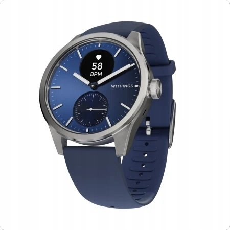 Ora inteligjente hibride Withings ScanWatch 2, 42mm, monitorim shëndeti i zemrës, blu