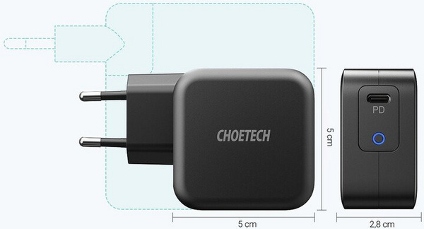 Karikues Choetech Q60062 GaN, USB-C, PD, 61W, i zi 