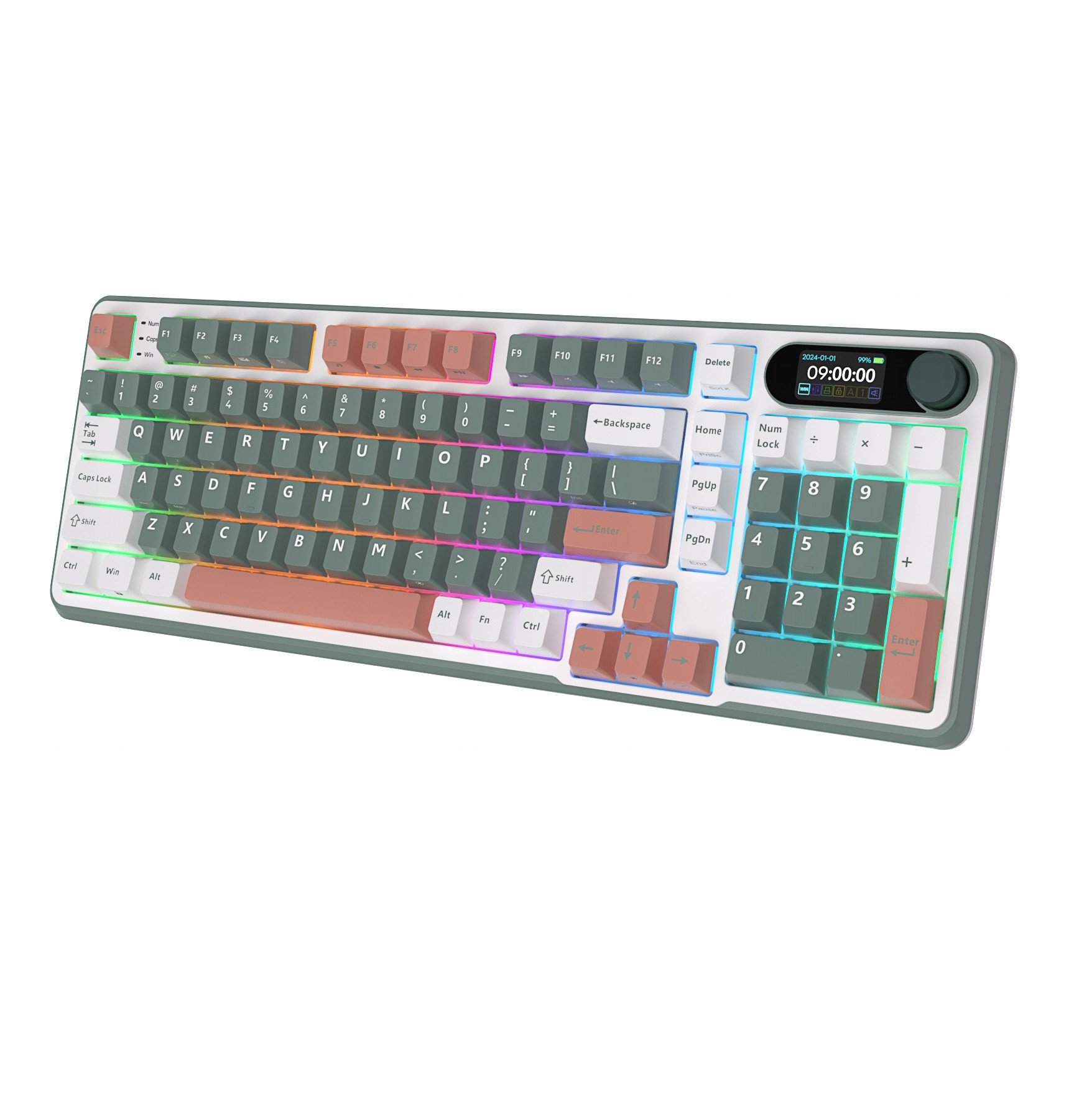 Tastierë mekanike RK ROYAL KLUDGE S98, 98 taste, ekran TFT, RGB, BT 5.0 2.4G USB C, e zezë