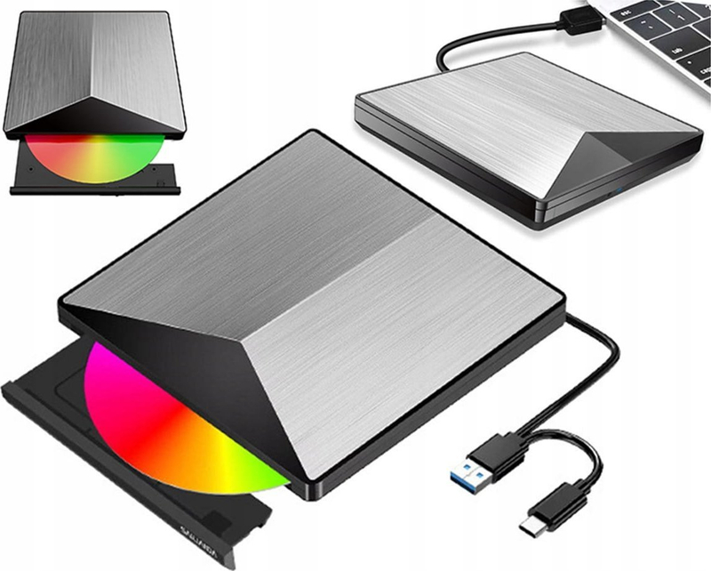 Lexues i jashtëm DVD CD USB C, për laptop, i zi