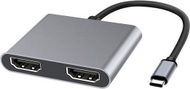 Adapter MicroConnect USB C USB3.1CHDMIX2, 2x HDMI, gri
