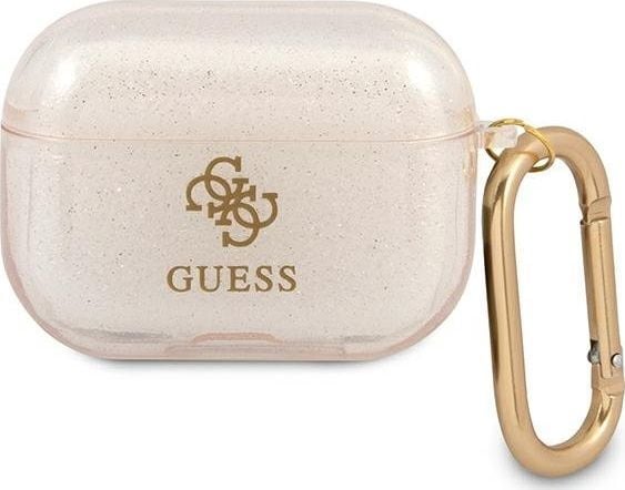 Kuti mbrojtëse Guess GUAPUCG4GD Glitter, për AirPods Pro, TPU, ngjyrë ari