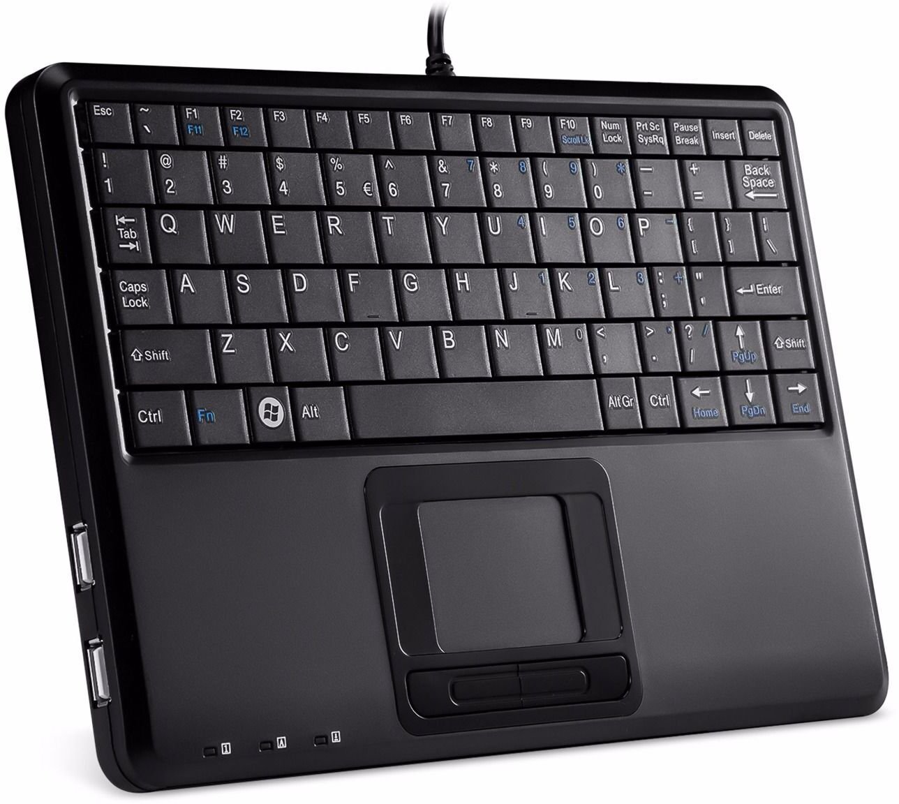 Tastierë Perixx PERIBOARD-510H Plus, me kabllo USB, touchpad i integruar, layout UK, e zezë