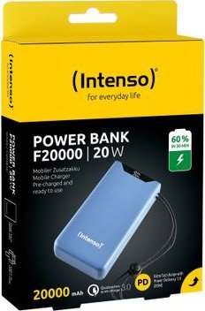 Надворешна батерија Intenso F20000, 20000mAh, брзо полнење Power Delivery, сина